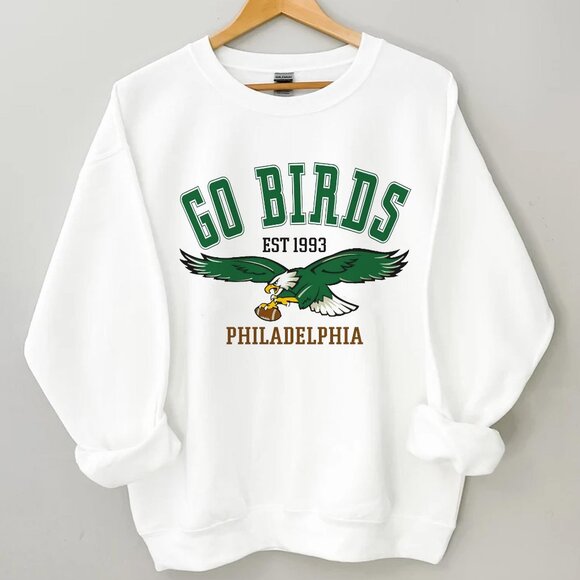 Vintage Philadelphia Eagles Sweatshirt, Go Birds Philadelphia Football Sweaters - Picture 1 of 4